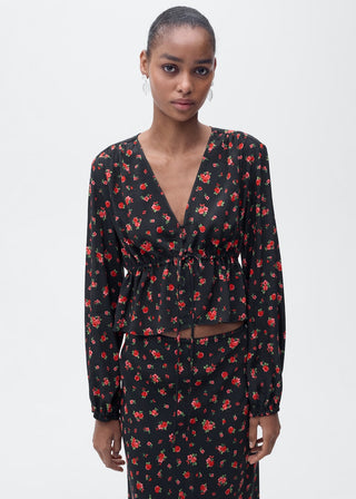 Blusa con Volante Estampado Floral