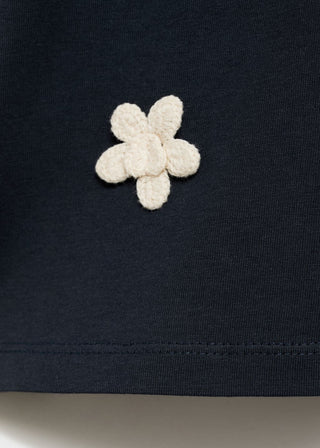 Camiseta Manga Corta con Detalle de Flores