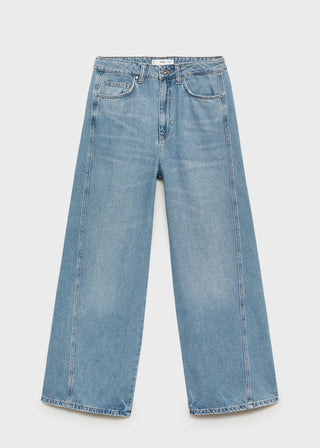Jeans Wide Leg Talle Medio con Bolsillos