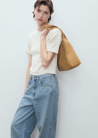 Jeans Wide Leg Talle Medio con Bolsillos