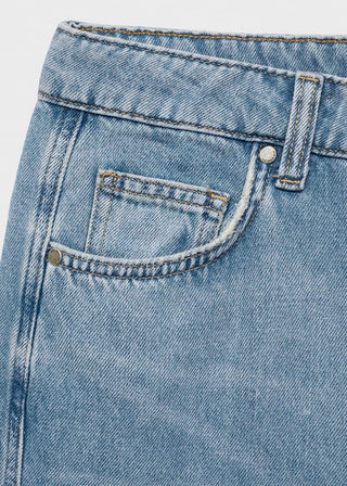 Jeans Wide Leg Talle Medio con Bolsillos