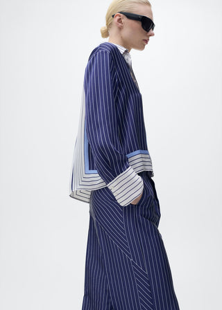 Pantalón Recto con Rayas Combinadas