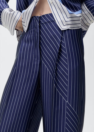 Pantalón Recto con Rayas Combinadas