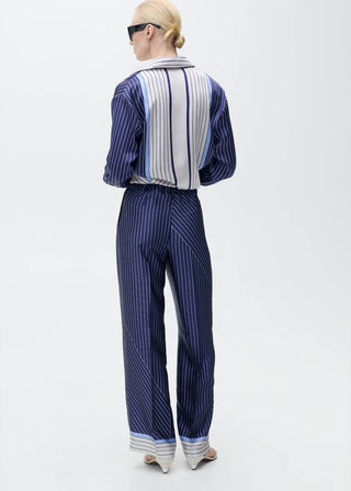 Pantalón Recto con Rayas Combinadas