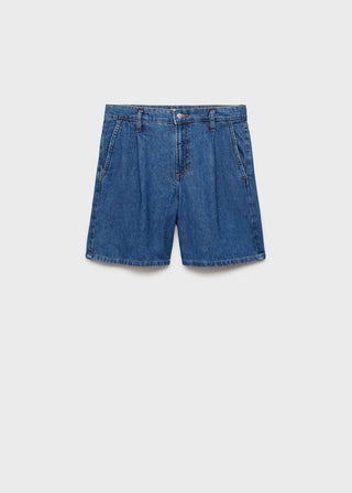 Short Denim con Detalle de Pinzas