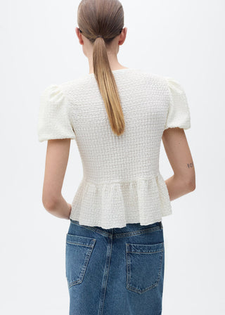 Blusa Manga Corta Cierre con Lazos