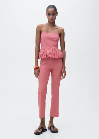 Blusa con Volante Estampado Vichy
