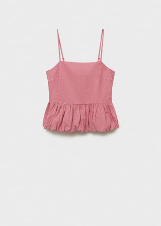 Blusa con Volante Estampado Vichy