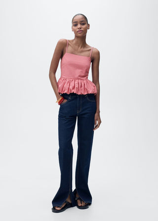 Blusa con Volante Estampado Vichy