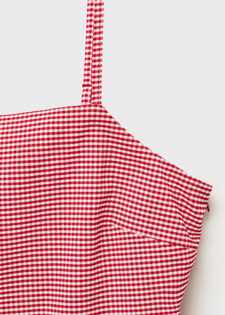 Blusa con Volante Estampado Vichy