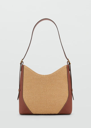 Bolso de Hombro Efecto Rafia