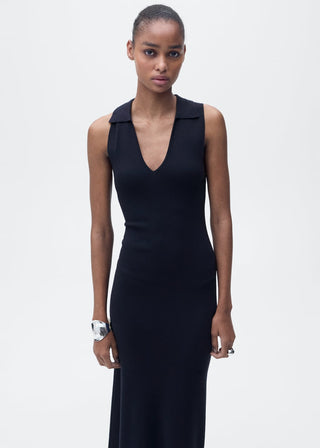 Vestido Midi de Punto con Solapas