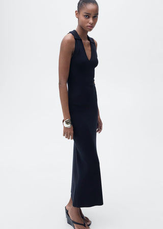 Vestido Midi de Punto con Solapas
