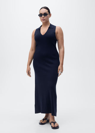 Vestido Midi de Punto con Solapas