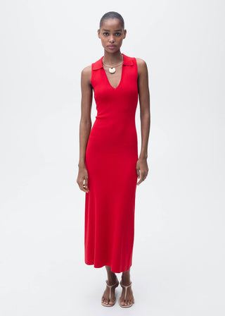 Vestido Midi de Punto con Solapas