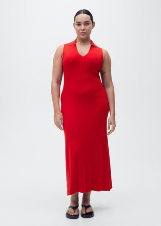 Vestido Midi de Punto con Solapas