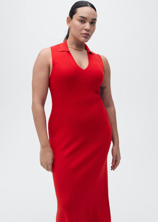 Vestido Midi de Punto con Solapas