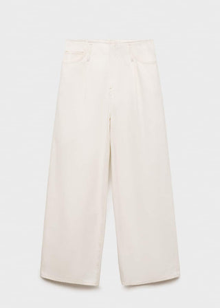 Jeans Wide Leg con Cintura Deshilachada