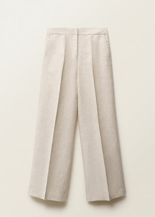 Pantalón Talle Medio con Bolsillos de Lino