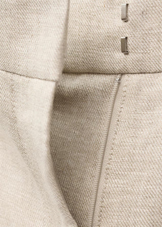 Pantalón Talle Medio con Bolsillos de Lino