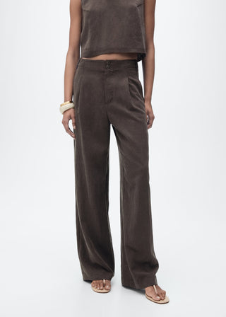 Pantalón Recto con Pinzas Delanteras