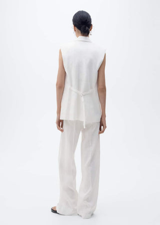 Pantalón Recto de Lino con Bolsillos
