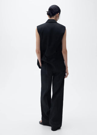 Pantalón Recto de Lino con Bolsillos