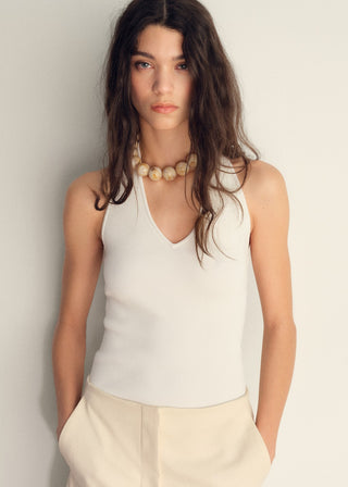 Blusa Halter de Punto Canalé