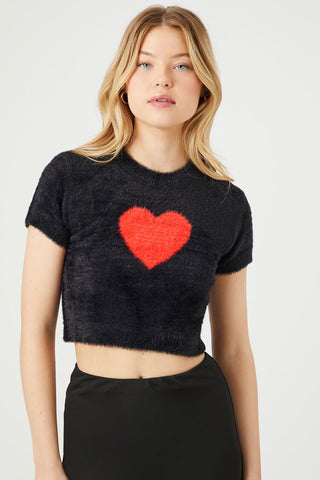 Camiseta con Corazón de Punto Suéter