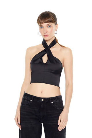 Top Cuello Halter con Satén