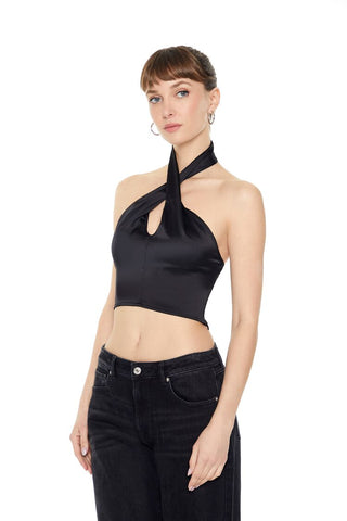 Top Cuello Halter con Satén