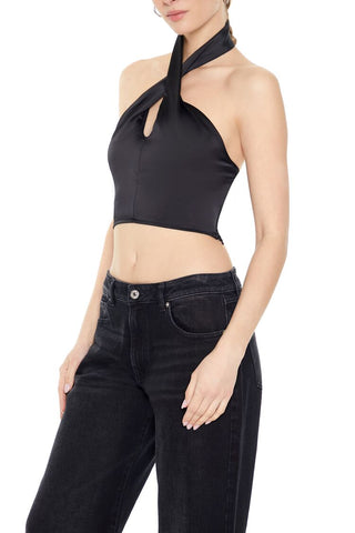 Top Cuello Halter con Satén