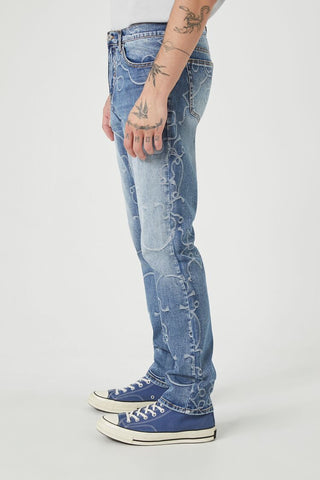 Jeans Slim con Diseño Abstracto