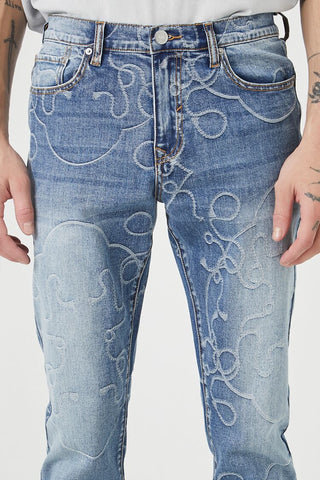 Jeans Slim con Diseño Abstracto