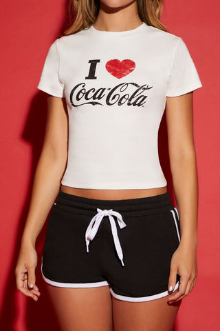 Camiseta Gráfica con la Frase "Amo a Coca-Cola" x Forever 21