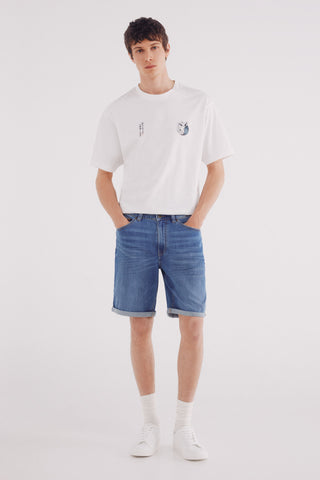 Short Denim con Detalle Dobladillo