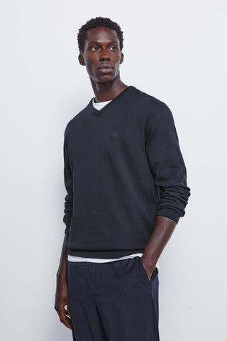 Sudadera Cuello V con Logo Bordado