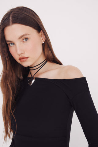 Blusa Manga Larga con Escote Asimétrico