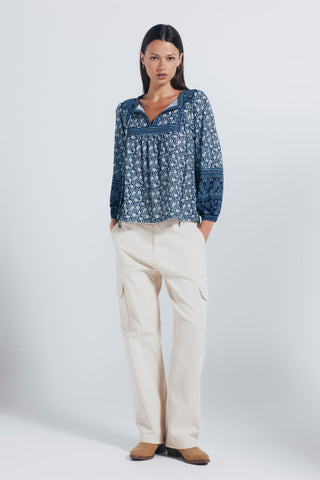Blusa Manga Larga con Estampado Boho