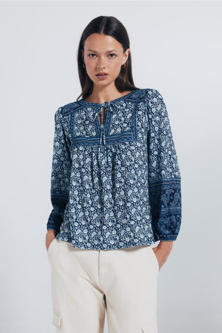 Blusa Manga Larga con Estampado Boho