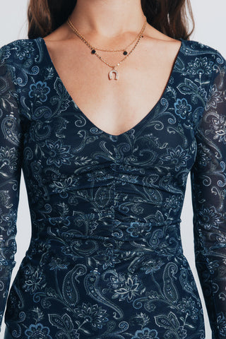 Camiseta Manga Larga Detalle Fruncido Estampado