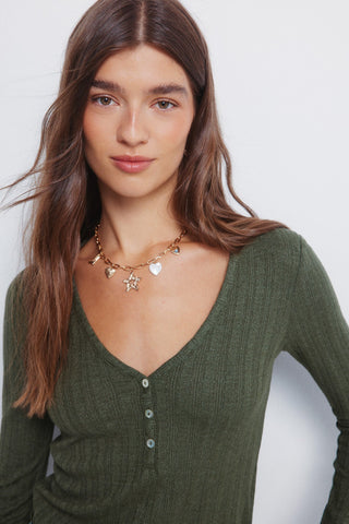 Camiseta Manga Larga con Detalle Botones