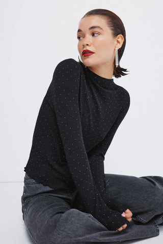 Camiseta Manga Larga con Detalle Brillos