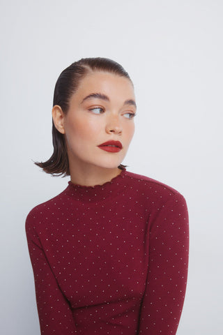 Camiseta Manga Larga con Detalle Brillos