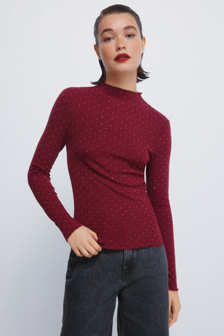 Camiseta Manga Larga con Detalle Brillos