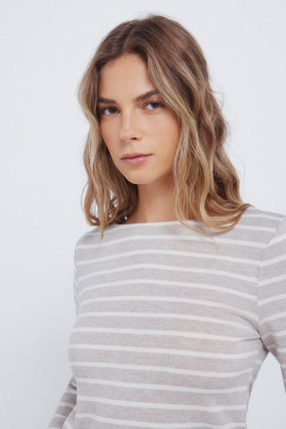 Camiseta Manga Larga con Estampado Rayas