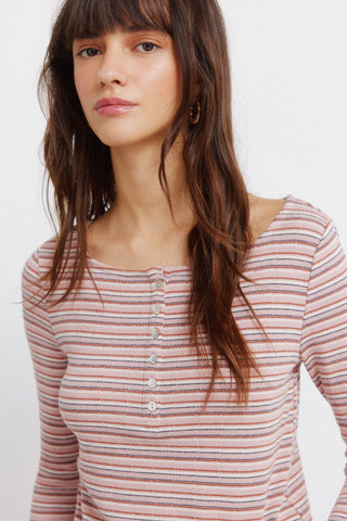 Camiseta Manga Larga con Estampado Rayas