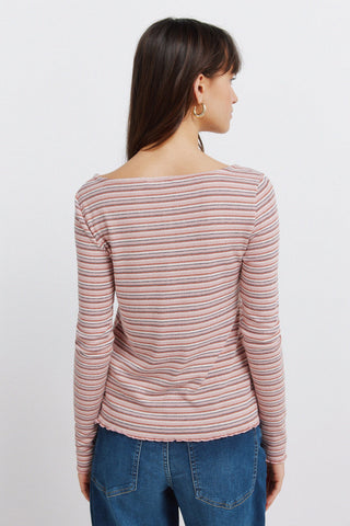 Camiseta Manga Larga con Estampado Rayas
