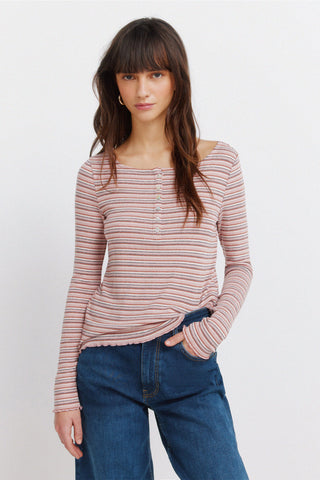 Camiseta Manga Larga con Estampado Rayas