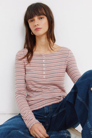 Camiseta Manga Larga con Estampado Rayas